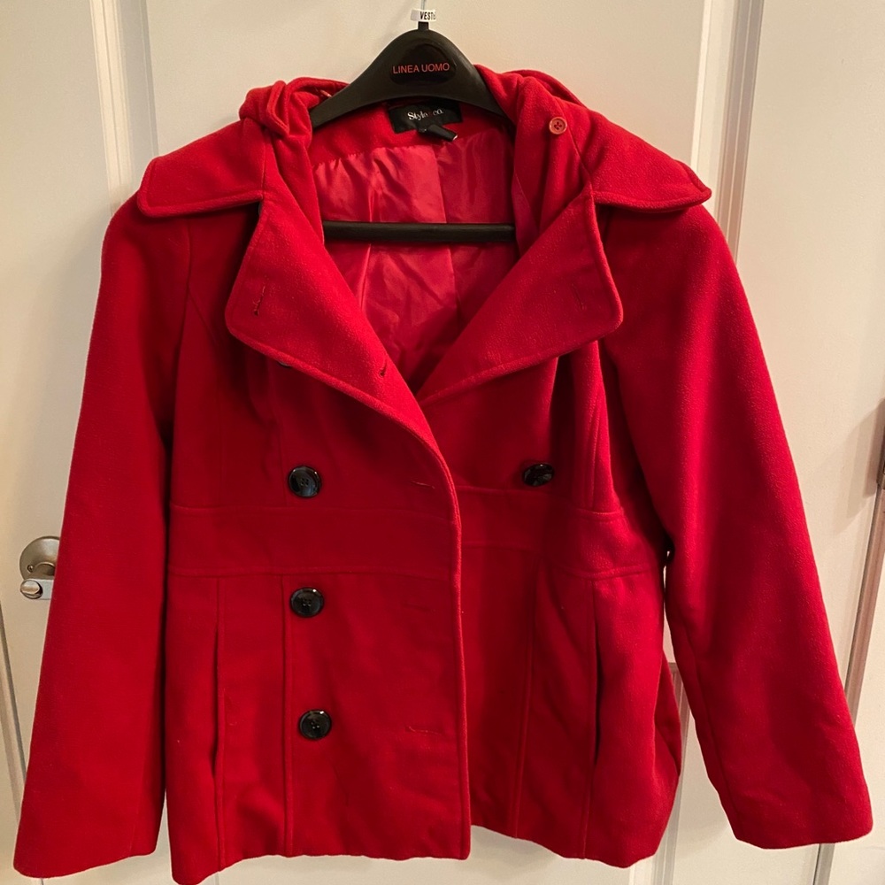 Style&co. Red peat coat with hood